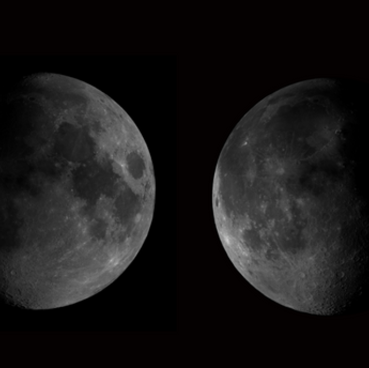 The Moon at Waning and Waxing gibbous phases.